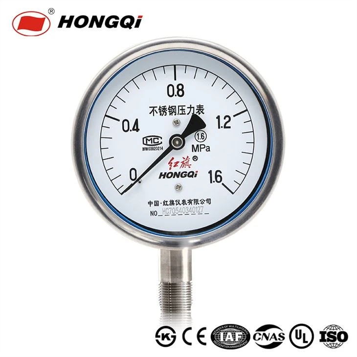 100mm Bawah/belakang Mount Pengukur Tekanan Stainless Steel M20 * 1.5, G1/2 '', 1/2 '' NPT ± 1.6% Akurasi