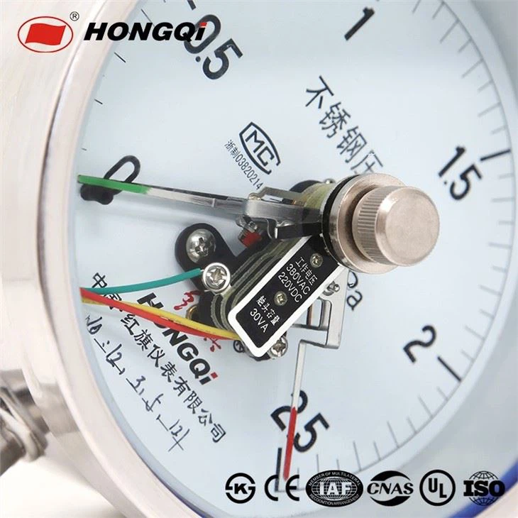 Electricity Contacts Pressure Gauge With Chrome Plated Steel Case